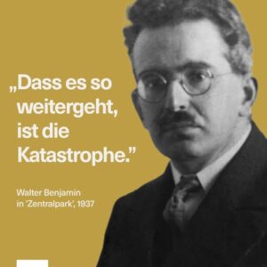 Skilt med portræt af Walter Benjamin